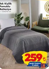 SARAR BATTANİYE TEK KİŞİLİK PAMUKLU BATTANİYE 150X200 CM fiyat ve kampanya bilgisi